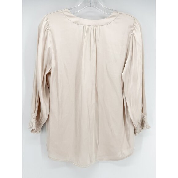 Sophie Cream Smocked Cut Current Air Blouse Sz S - Picture 5 of 10